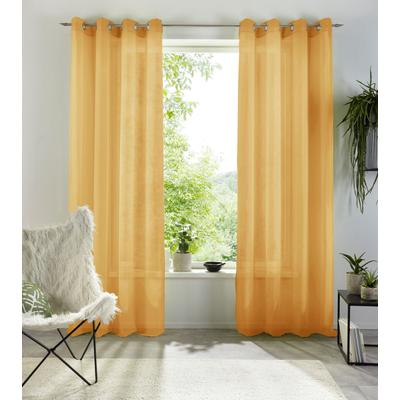 Gardine MY HOME "XANA mit Ösen, Kräuselband oder Schlaufen" Gr. 1, gold (goldfarben), B:145cm H:145cm, Voile, Polyester, Gardinen, Bestseller, einfarbig, 1 bzw. 2 Schals, pflegeleicht, Schal Image