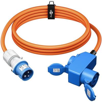 goobay Camping Adapterleitung 5.0 m IP44 CEE-Stecker CEE-Buchse orange