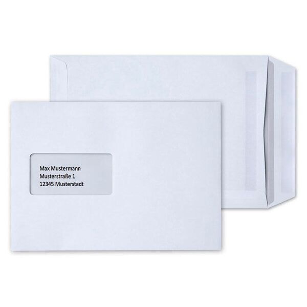 Steinmetz 250 Versandtaschen DIN C5 90 g/m² mit Fenster weiß, 22.9x16.2 cm