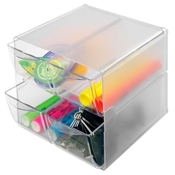 deflecto Aufbewahrungsbox »Cube« 15,3/15,3/18,2 cm 4 Schubladen transparent, 18.2x15.3 cm