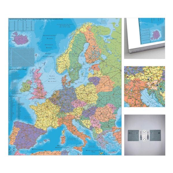 STIEFEL Eurocart Landkarte »Organisationskarte Europa zum Pinnen« 80 x 105 cm mit Wandhalterung Image