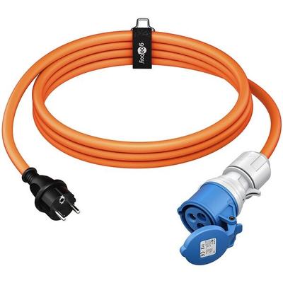 goobay Camping Adapterleitung 5.0 m IP44 Schukostecker CEE-Buchse orange