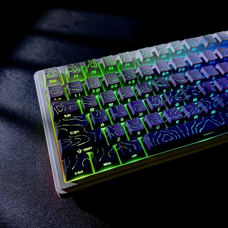 134-Tasten-Tastenkappen für Polar Day Contour PBT Double Shot Cherry Profile, seitlich beleuchtete, durchscheinende Tastenkappen für MX Switches Gaming-Tastatur Image