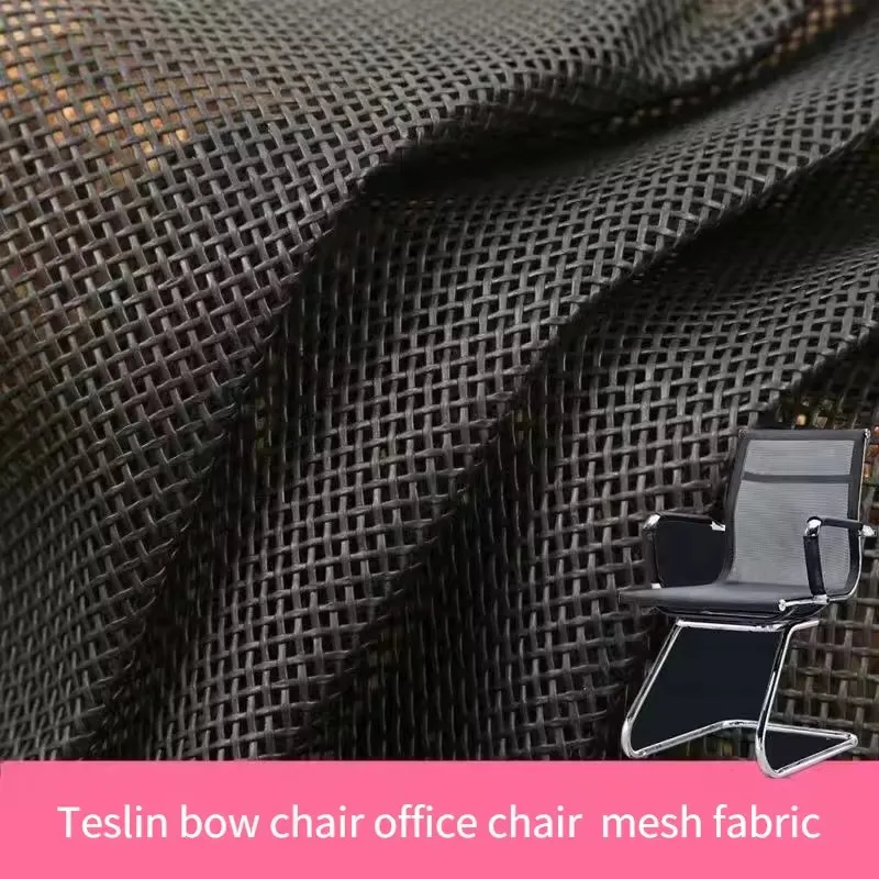 100/152 cm Teslin Netzstoff für DIY-Bürostuhl, Liegestuhl, Strand-Lounge-Stuhl, Tischset, PVC, wasserdichter Netzstoff für den Außenbereich, Schwarz Image