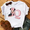 Neue benutzerdefinierte Name Brief Kombination Mode Kawaii Minnie Maus Brief Schriftart A B C D E F G Kurzarm Top T-shirt Plus Größe