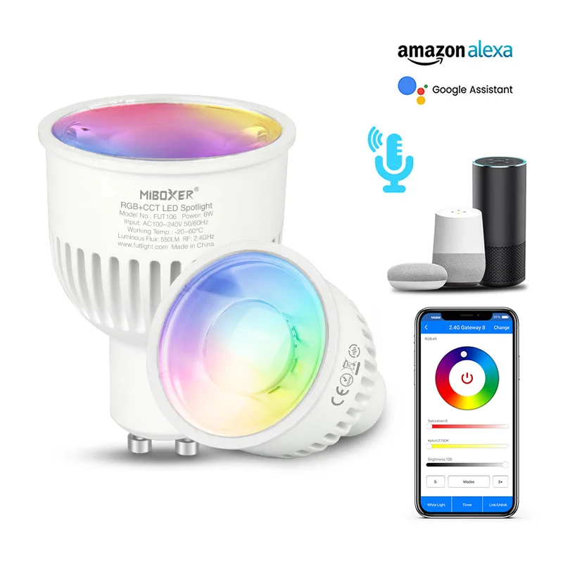 Miboxer 2,4G 6W GU10 RGB+CCT LED Strahler Glühbirne FUT106 Wifi Dimmbare Lampe Für Schlafzimmer Wohnzimmer