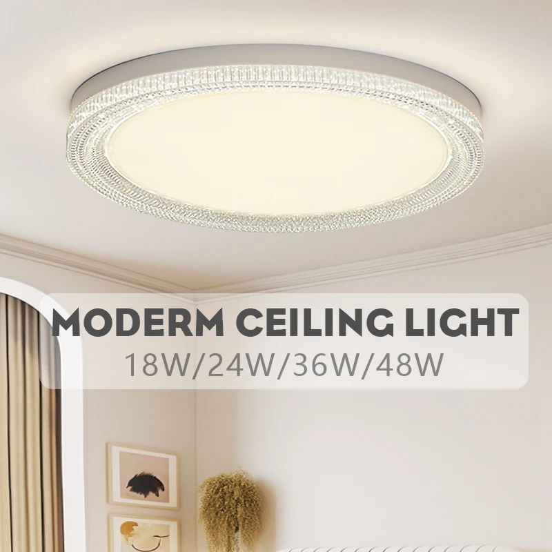 Moderne LED-Deckenleuchte, runde Decke, 18 W, 24 W, 36 W, 48 W, Spannung 85–265 V, Deckenleuchten für Schlafzimmer, Wohnzimmer, Dekoration