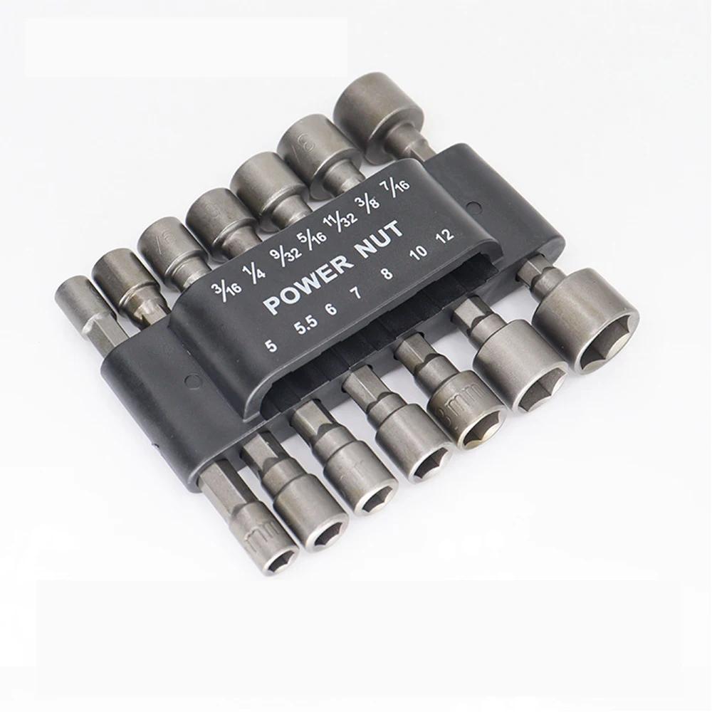 14Pcs/9Pcs Hexagon Mutter Fahrer Bohrer Kit Steckschlüssel Set Schraubendreher Schlüssel Bohrer Adapter für Elektrische Schraubendreher griff Werkzeug Image