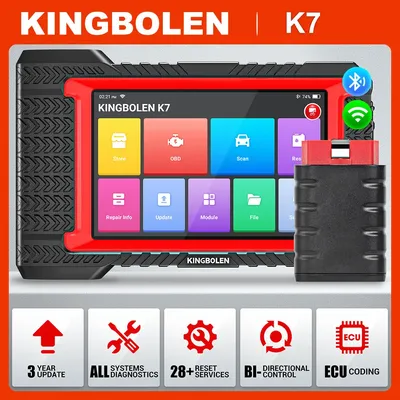 KINGBOLEN K7 OBD2 Scanner Bluetooth: 3 Year Fr-ee Update, 2025 Bidirectional Scan Tool with ECU Coding, 31+ Resets, FCA AutoAuth