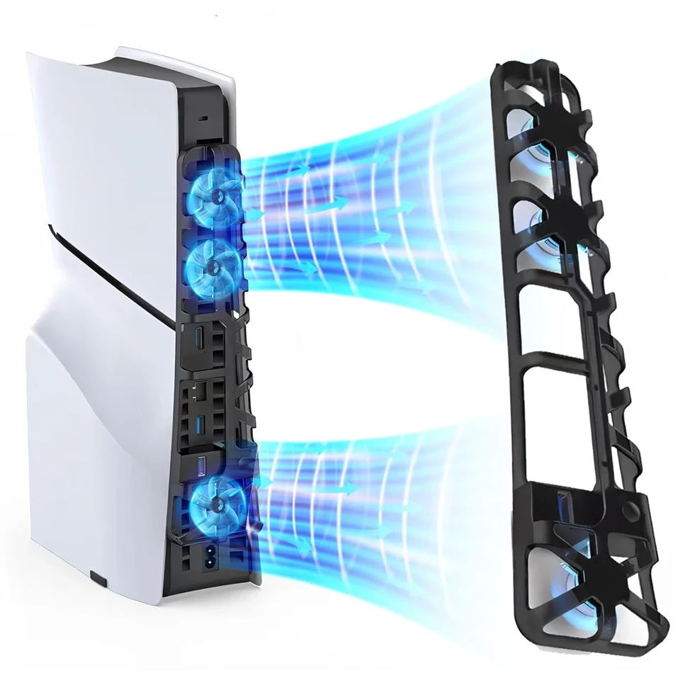 Lüfter für PS5 Slim Disc Edition/Digital Edition-Spielekonsole mit RGB-Beleuchtung, USB 3.0-Anschluss für PlayStation 5-Zubehör Image