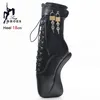 18CM/7 Zoll Super High Heel Schwarz Kurze Stiefel SM Sexy Fetisch Abschließbare Ankle Botas Ballett Stiefel Gothic königin Plus Größe Frauen Schuhe