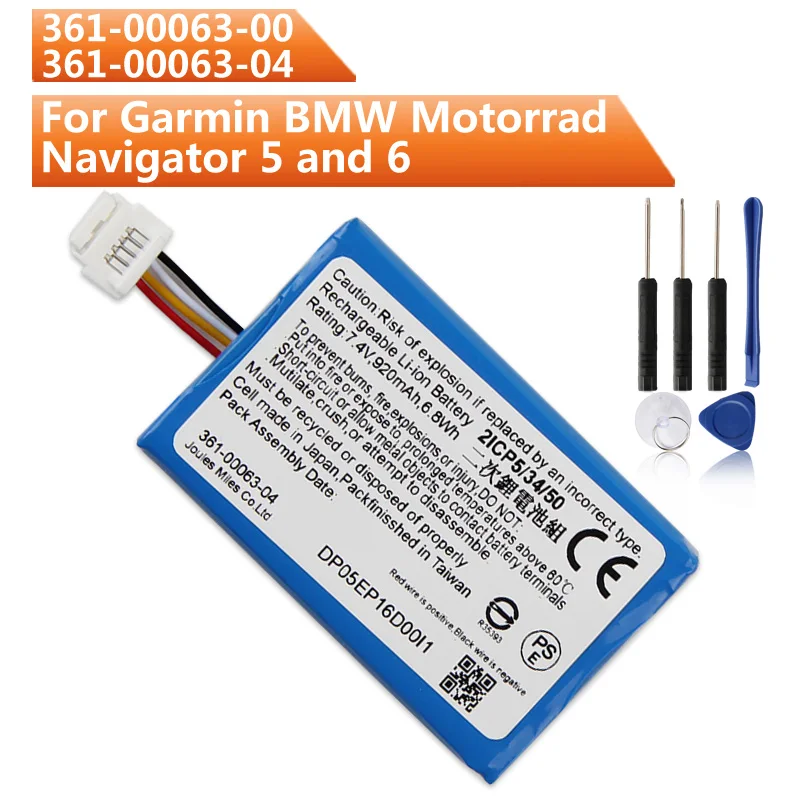 NEUER Ersatzakku 361-00063-00 361-00063-04 für Garmin BMW Motorrad Navigator 5 und 6 960 mAh mit Werkzeug Image