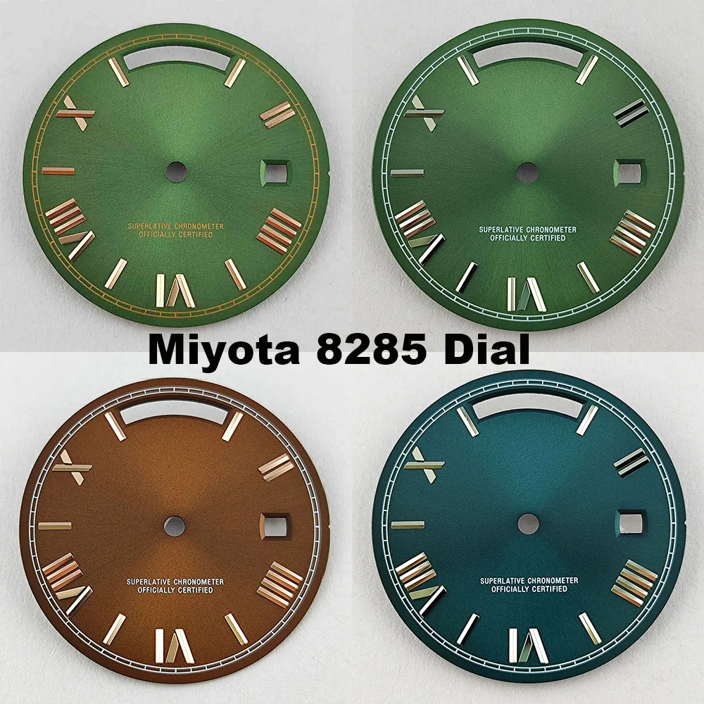 31 mm Miyota8285 Zifferblatt römisches Grün Roségold passend für Miyota8285 Uhrwerk Zifferblatt 8285 Zeigerzubehör Image