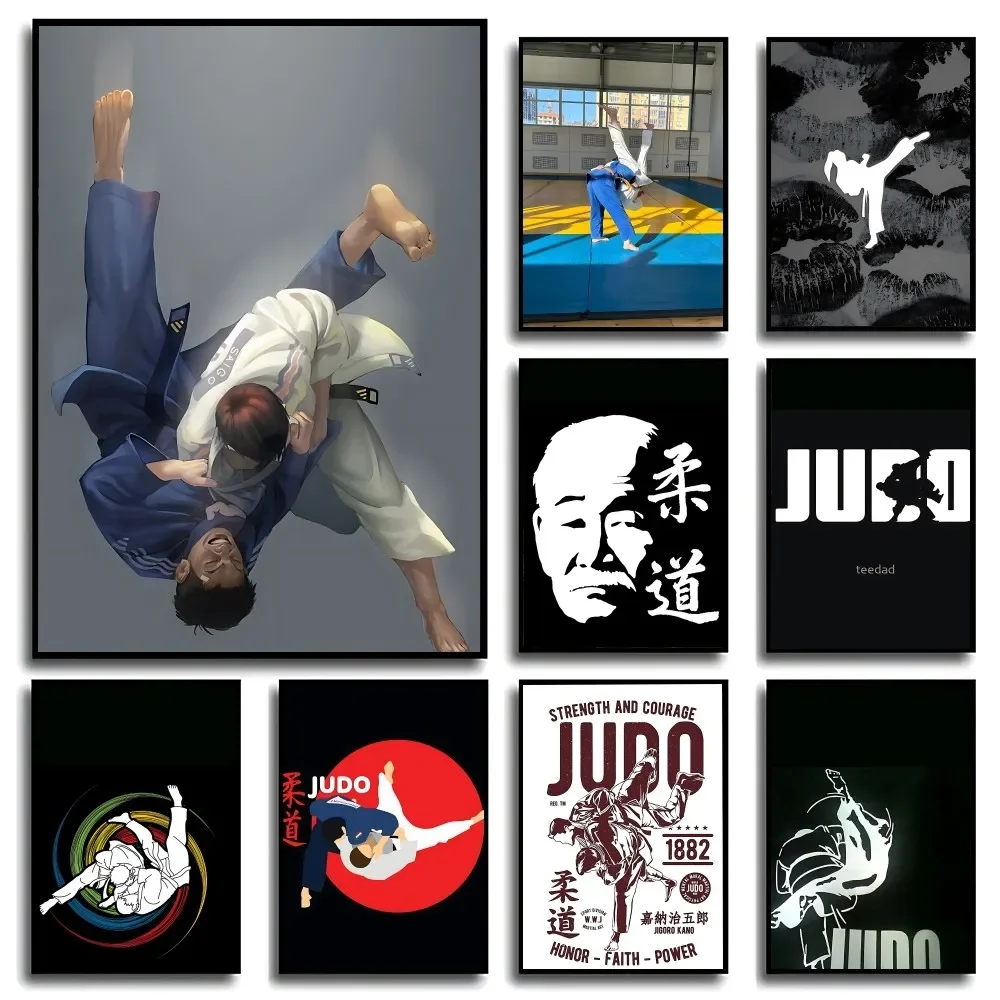 Kampfsport Judo Poster ohne Rahmen Poster Kraft Club Bar Papier Vintage Poster Wandkunst Malerei Schlafzimmer Studie Aufkleber Image