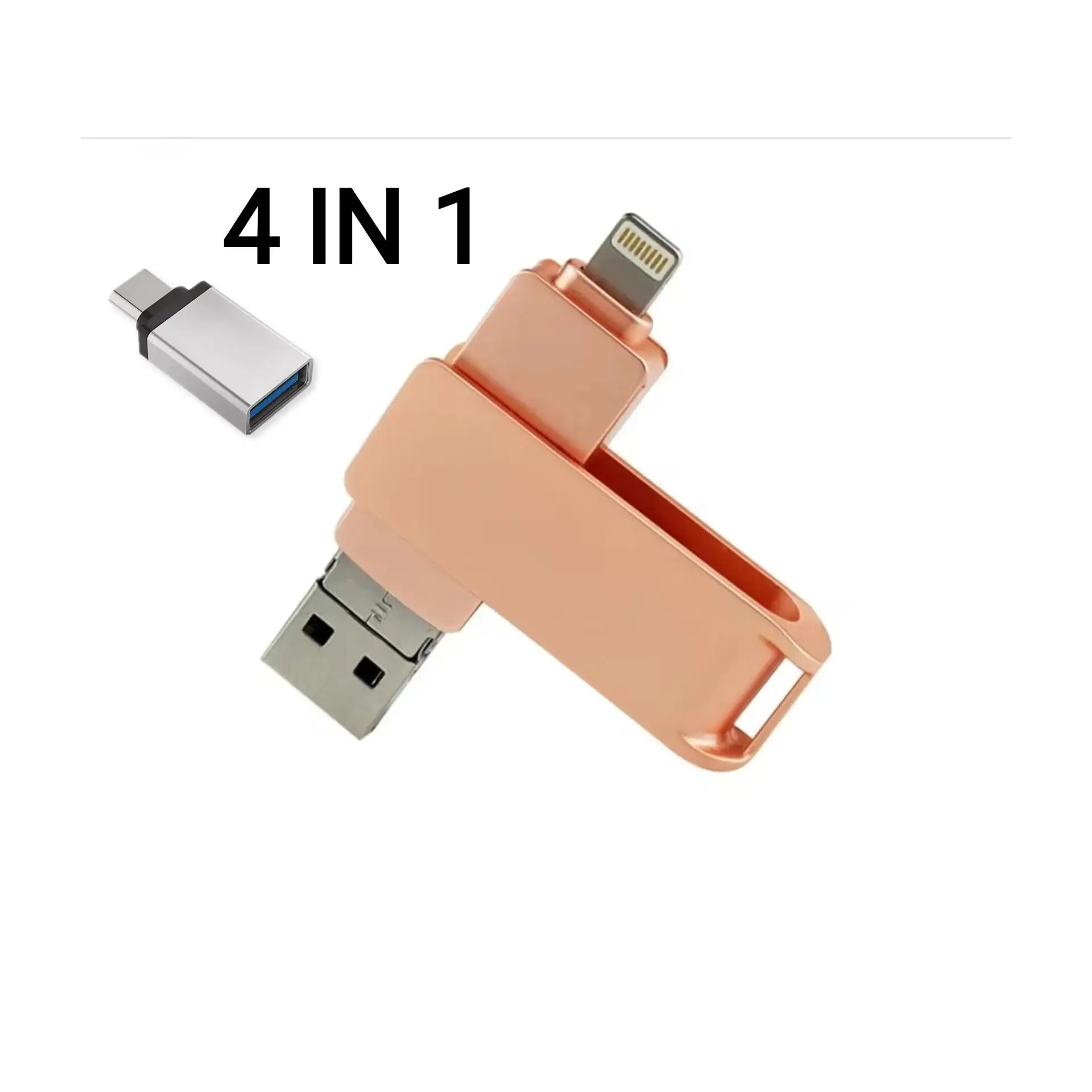 Pendrive MARKHOR da 256 GB per autorizzazione Apple iPhone, unità flash Vackiit Lightning Type C USB 3.0, USB C 4 in 1. Colore rosa, colore grigio USB 64 GB.