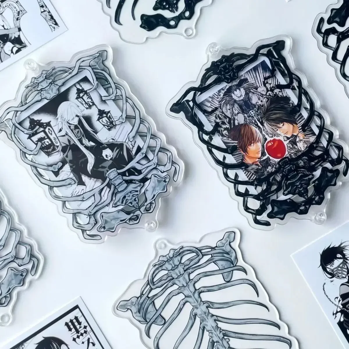 3 Zoll 5,5 x 8,5 cm Mini-Fotorahmen, Gothic-Karte, Gumei-Acryl-Displayrahmen, Totenkopf-Skelett-Fotorahmen, bietet Platz für die Fotogröße Image