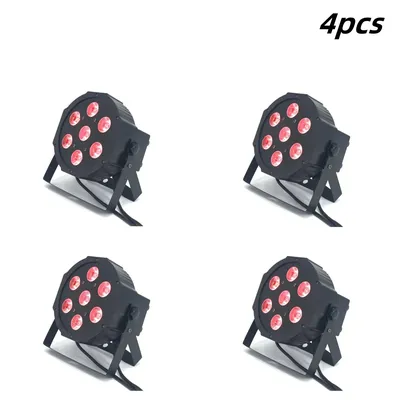 4PCS 7x18W LED Flat SlimPar RGBWA UV Light 6in1 LED Wash DJ Light Stage Dmx512 Stage lighting