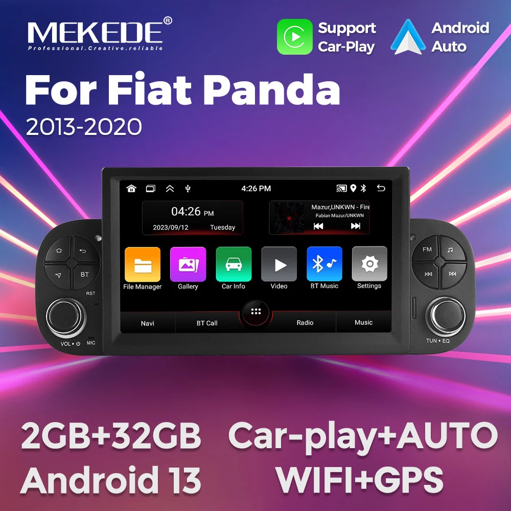 MEKEDE Android Auto Carplay für FIAT Panda 2013 2014 2019-2020 7 Zoll GPS WIFI Autoradio Multimedia System 1 Din Stereo KEINE DVD