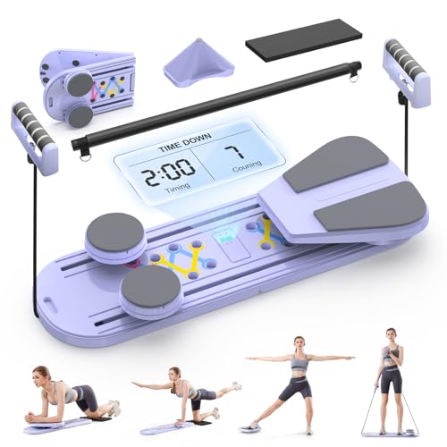 Pilates Board, 6 in 1 Pilates Reformer Set,Multifunctional Abdominal Pilates Board for Home Workout Equipment, Portable Foldable Ab Board Trainer Pilates Exercise Machine, Pilates Reformer Board