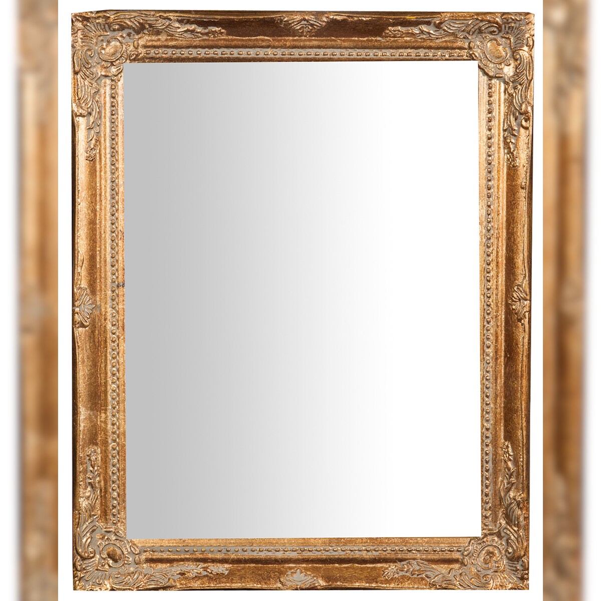 BISCOTTINI INTERNATIONAL ART TRADING Biscottini Schlafzimmerspiegel 36,5 x 4 x 47 cm – Rechteckiger Badezimmerspiegel – Goldener Wandspiegel mit Holzrahmen – Dekorative Wandspiegel Image