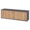 bümö Lowboard Schiebetürenschrank in Graphit/Asteiche - Büromöbel Sideboard aus Holz, 160 cm breit, Büroschrank nur 40 cm schmal, Büro Schrank mit