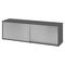 bümö Lowboard Schiebetürenschrank in Graphit/Silber - Büromöbel Sideboard aus Holz, 160 cm breit, Büroschrank nur 40 cm schmal, Büro Schrank mit