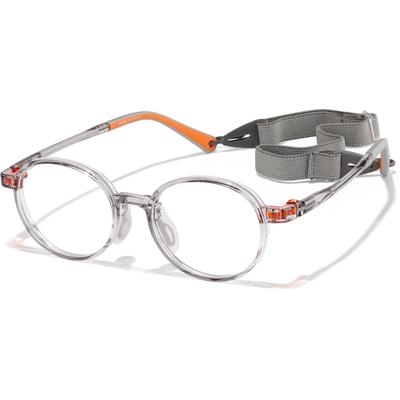 Zenni Kids Round Glasses w/ Strap Gray Plastic Full Rim Frame
