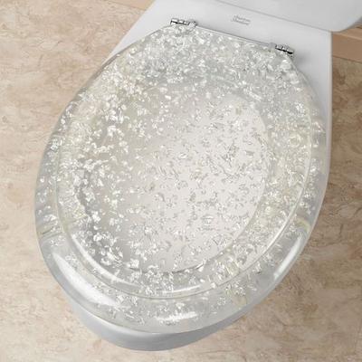 Silver Foil Elongated Toilet Seat Clear , Clear