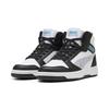 Sneaker PUMA "REBOUND V6 MID SPACE BELLE JR", Gr. 36, puma schwarz, lila crush, puma weiß, Synthetik, sportlich, Schuhe