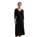Jerseykleid MARC O'POLO "mit TENCEL™ Lyocell", Damen, Gr. XXL, Normalgrößen, schwarz, Obermaterial: 66% Lyocell, 32% Baumwolle, 2% Elasthan; Futter: 100% Nicht verfügbar, unifarben, regular fit wadenlang, V-Ausschnitt, 3/4-Ärmel, Kleider