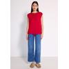 T-Shirt STREET ONE STUDIO, Damen, Gr. 40, rot (mandarin rot), Stoff, 80% Polyester, 20% Viskose, unifarben, casual, normal normal, U-Boot-Ausschnitt, ohne Ärmel abgesteppt, Shirts, mit Elastiksaum und Tunnelzug