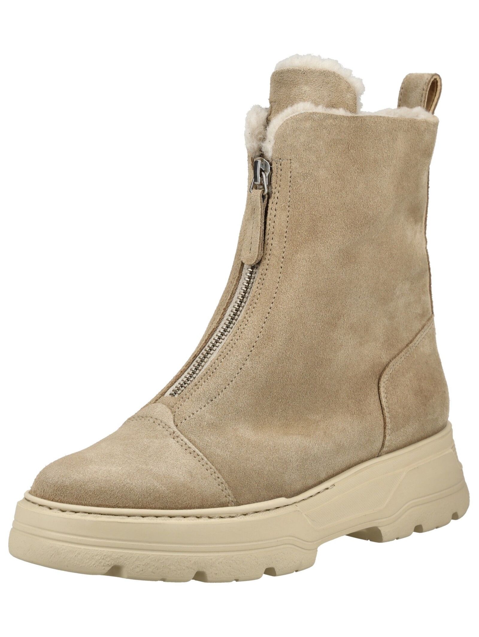 Stiefelette PAUL GREEN "Paul Green Stiefelette Veloursleder", Damen, Gr. 38,5, beige, Veloursleder, Schuhe Stiefelette
