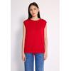 T-Shirt STREET ONE STUDIO, Damen, Gr. 46, rot (mandarin rot), Stoff, 80% Polyester, 20% Viskose, unifarben, casual, normal normal, U-Boot-Ausschnitt, ohne Ärmel abgesteppt, Shirts, mit Elastiksaum und Tunnelzug