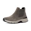 Chelseaboots GABOR ROLLINGSOFT, Damen, Gr. 40, grau (taupe), Veloursleder, Elastischer Einsatz, sportlich, Schuhe, Plateau, High Top-Sneaker, Schnürschuh mit Grip-Profil