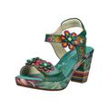 Riemchensandale LAURA VITA "LAURA VITA Sandalen Leder", Damen, Gr. 39, grün, Leder, casual, Schuhe