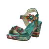 Riemchensandale LAURA VITA "LAURA VITA Sandalen Leder", Damen, Gr. 38, grün, Leder, casual, Schuhe