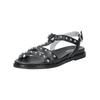 Riemchensandale NERO GIARDINI "Nero Giardini Sandalen Leder", Damen, Gr. 38, schwarz, Leder, casual, Schuhe