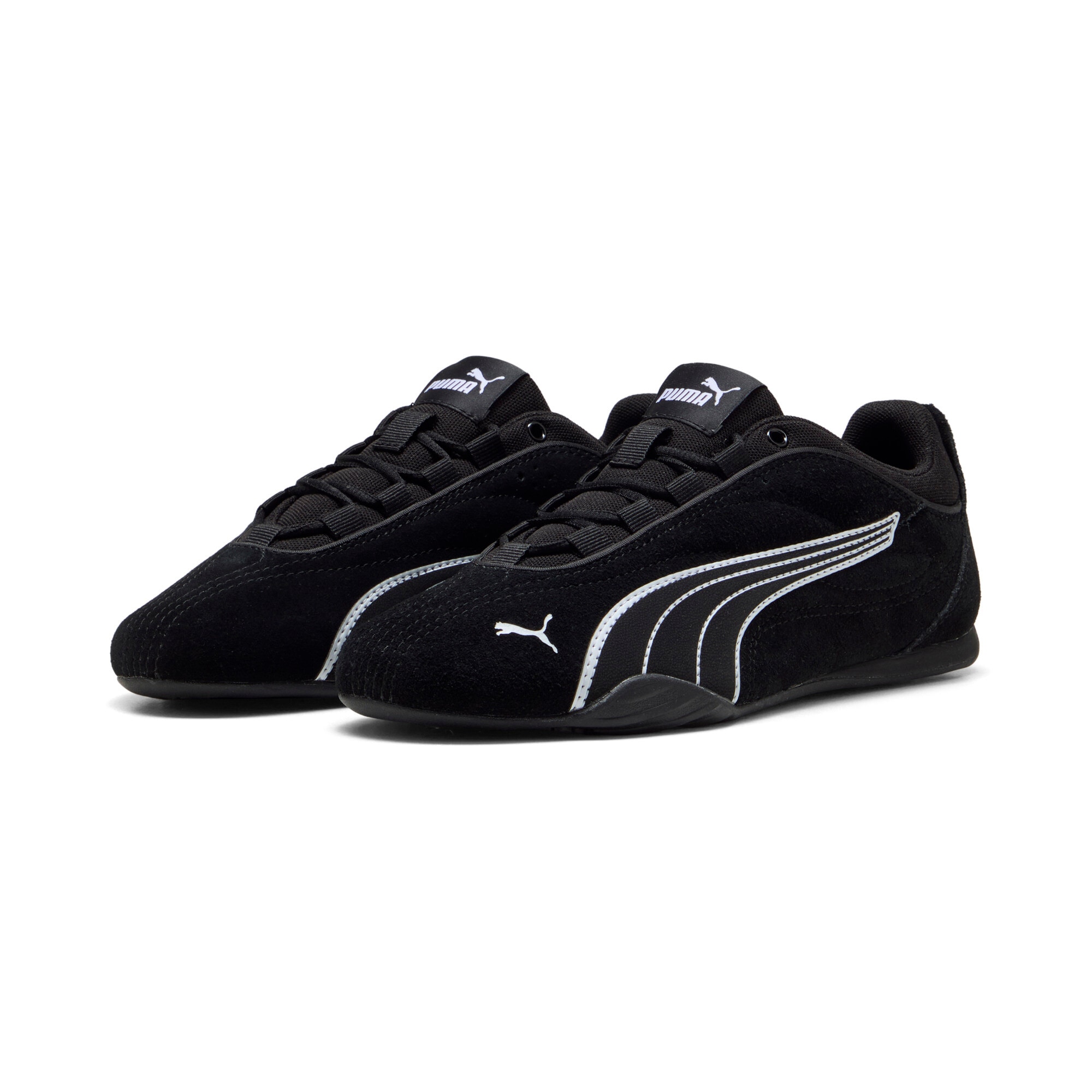 Sneaker PUMA "CATCH SOLEIL SD", Damen, Gr. 40, schwarz-weiß (puma schwarz, puma weiß), Leder, colorblocking, Schuhe Sneaker, Design auf den Spuren des Puma Speedcat