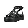 Plateausandaletten BUFFALO "Buffalo Sandalen Lederimitat", Damen, Gr. 41, schwarz, Lederimitat, casual, Schuhe