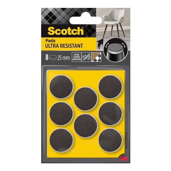 Scotch 8er-Pack Filzpads SP87A35 »Ultra Resistant« selbsthaftend Ø 25 mm grau Image