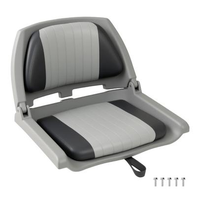 Costway Boat Seat Folding Low Back Boat Chair with Marine-Grade PVC-Gray