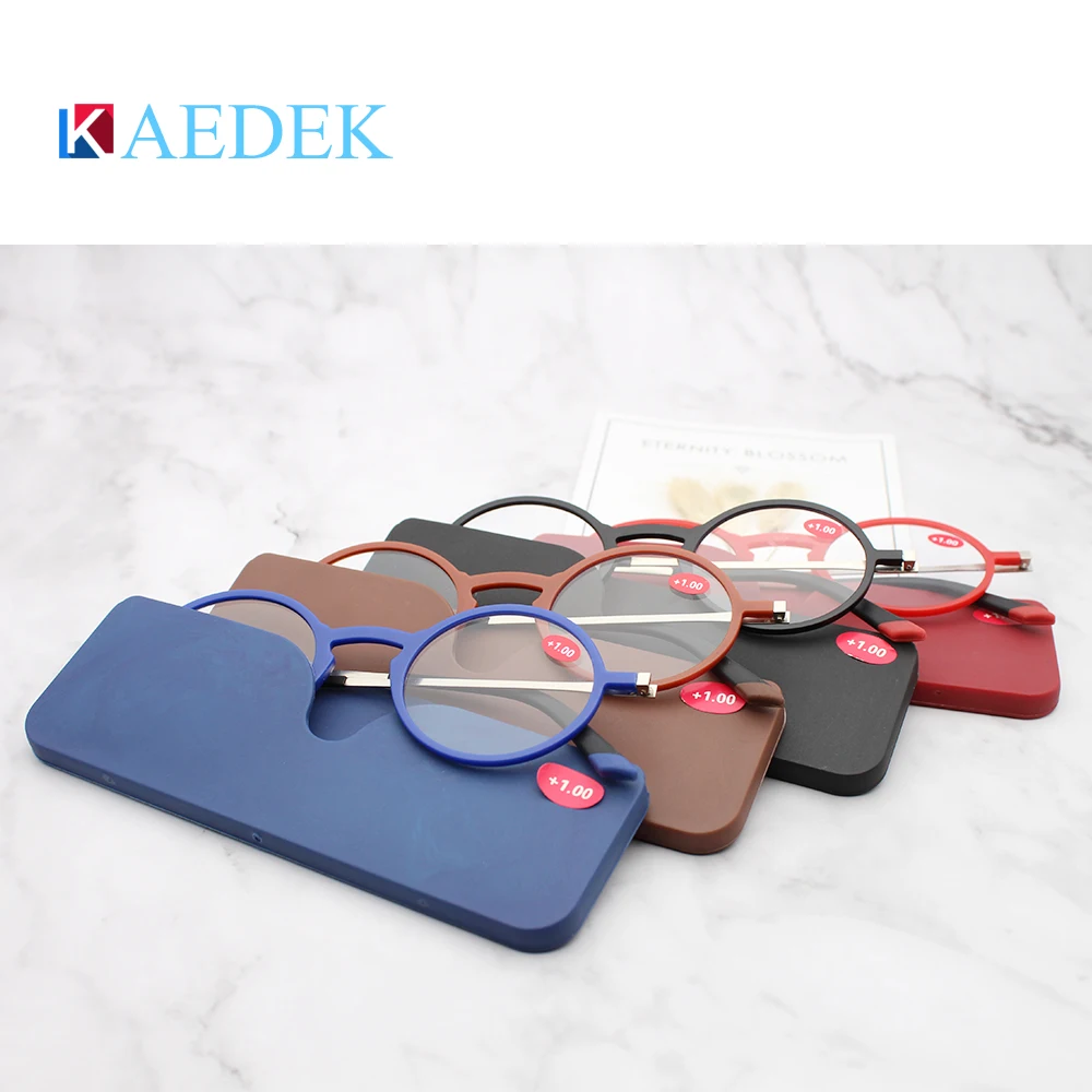 KAEDEK Dünner Rahmen, rechteckige Rahmen, Tr90-Lesebrille + dünnes Brillenetui, faltbare Presbyopie-Brille + 1 1,5 2 2,5 3 3,5 Image