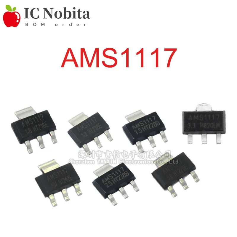 20PCS AMS1117 1,2 V 1,5 V 1,8 V 2,5 V 3,3 V 5V ADJ LM1117 1117 linearer Spannungsregler SOT223 IC Neu Image