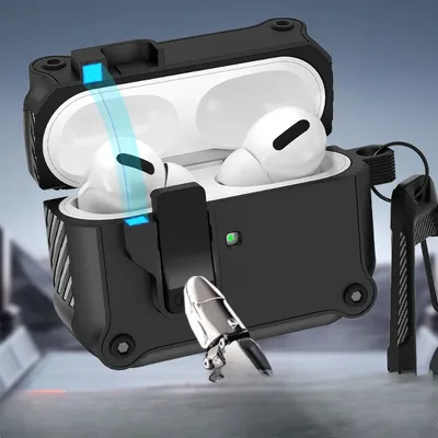 Dual Case für Airpods Pro 2 für Airpods 4 2025, mit Verschlussclip, stoßfester Kohlefaser-Schalter, Schlüsselanhänger, magnetischer Deckel Image