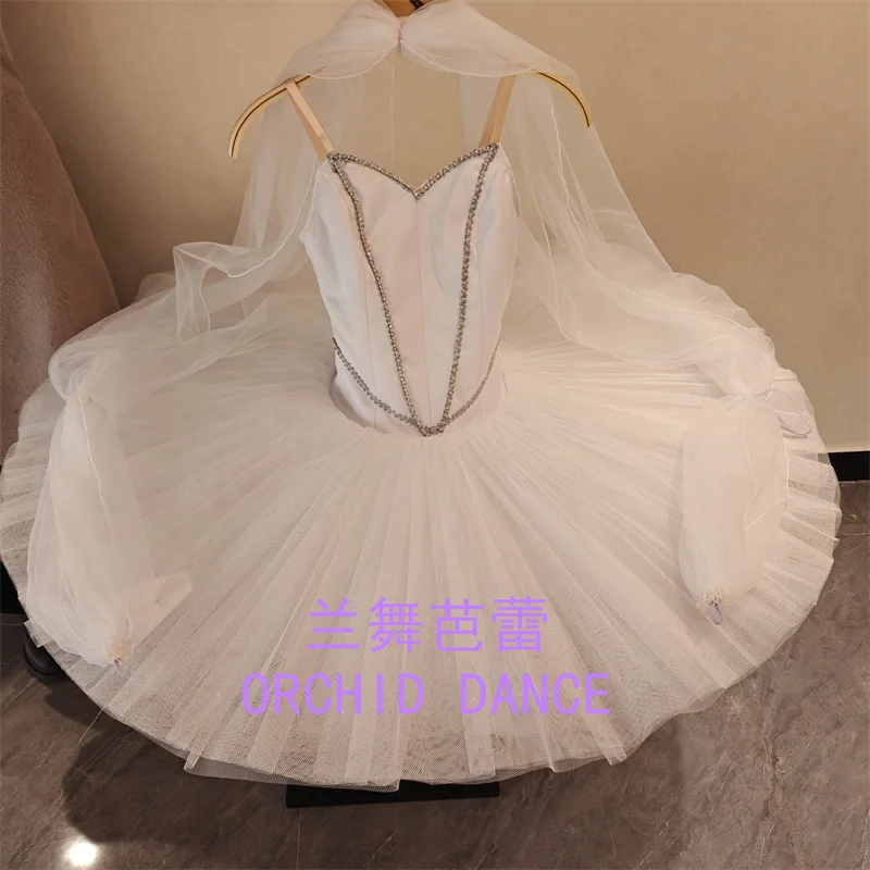 Professionelle, günstige, individuelle Größe, 7-lagig, für Kinder, Mädchen, Erwachsene, La Bayadere, Performance-Kleidung, weiße Ballett-Tutu-Kostüme