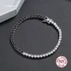 3mm solide echte 925 Silber Tennis Armband schwarz Mix weiß Zirkon Hip Hop Rock 15-21 cm Kette edlen Schmuck für Mann/Frau