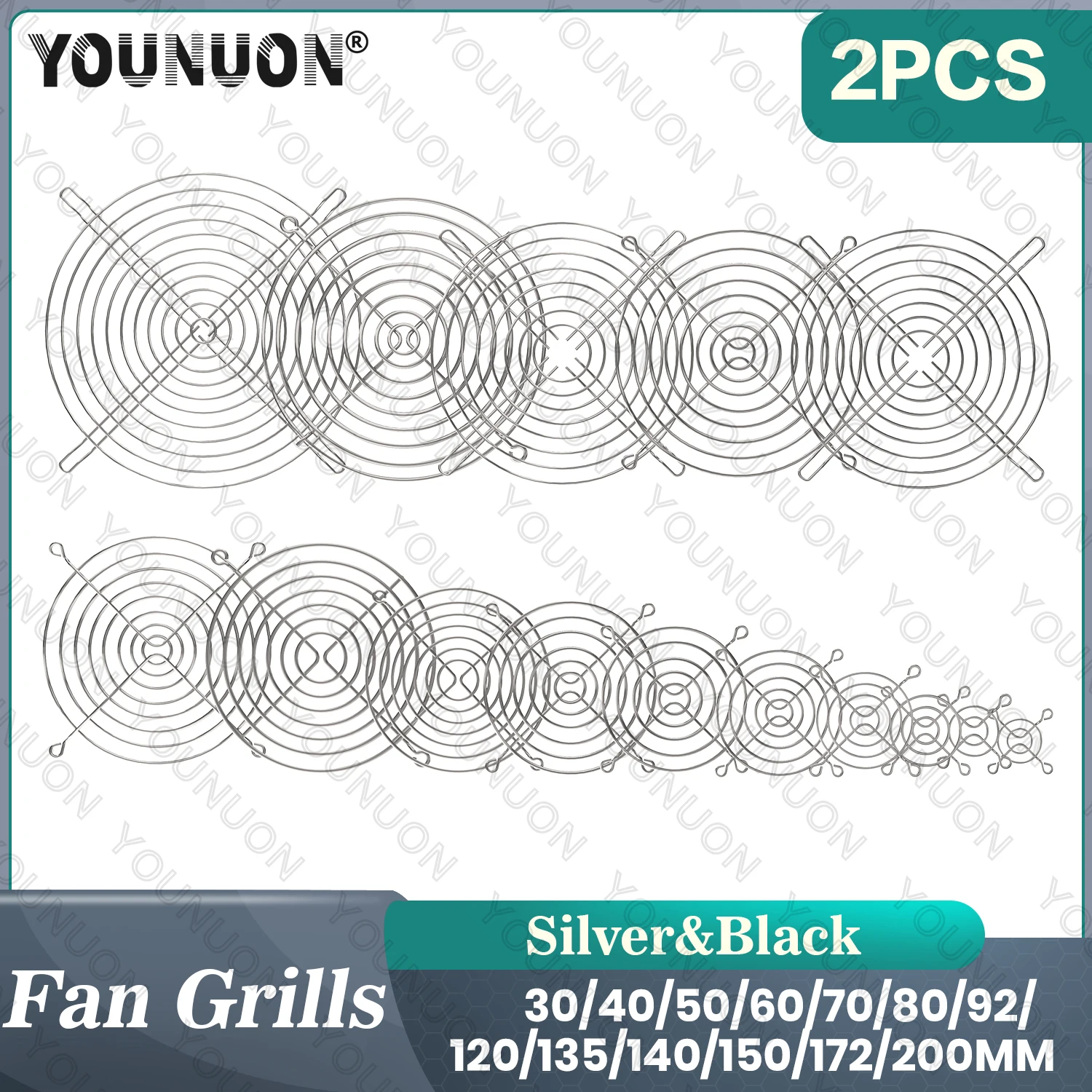 2PCS Lüfter Schutz Metall Grill Computer Abdeckung Lüfter Grill 30mm 40mm 50mm 60mm 70mm 80mm 90mm 120mm 135mm 140mm 170mm 200mm Image