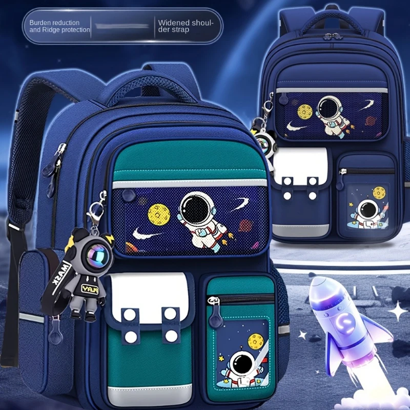 Sac à dos d'astronaute de dessin animé, cartable de grande capacité de 3e à 6e année, sac d'école étanche pour l'extérieur, sac à dos pour étudiant Starryscky Mohilas