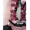 Nieten Leopard Kniehohe Stiefel Plattform Lace-Up Echtes Leder Gürtel Schnalle Mode Sexy Concise Elegante Frauen Schuhe Runde kappe