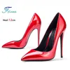 2025 neue Gladiator Spitz High Heels Weibliche Plus Größe 12 CM Rot Silbrig Party Schuhe Für Frauen Spitz Stiletto Pumps größe 34-45